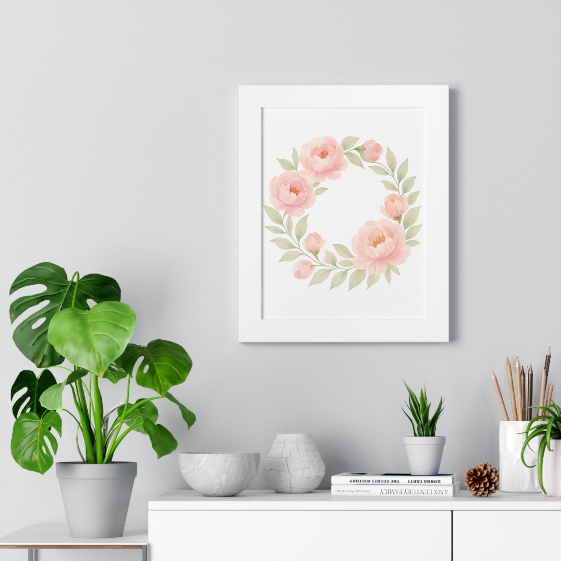 Elegantly Framed Floral Poster, Charming Wall Art