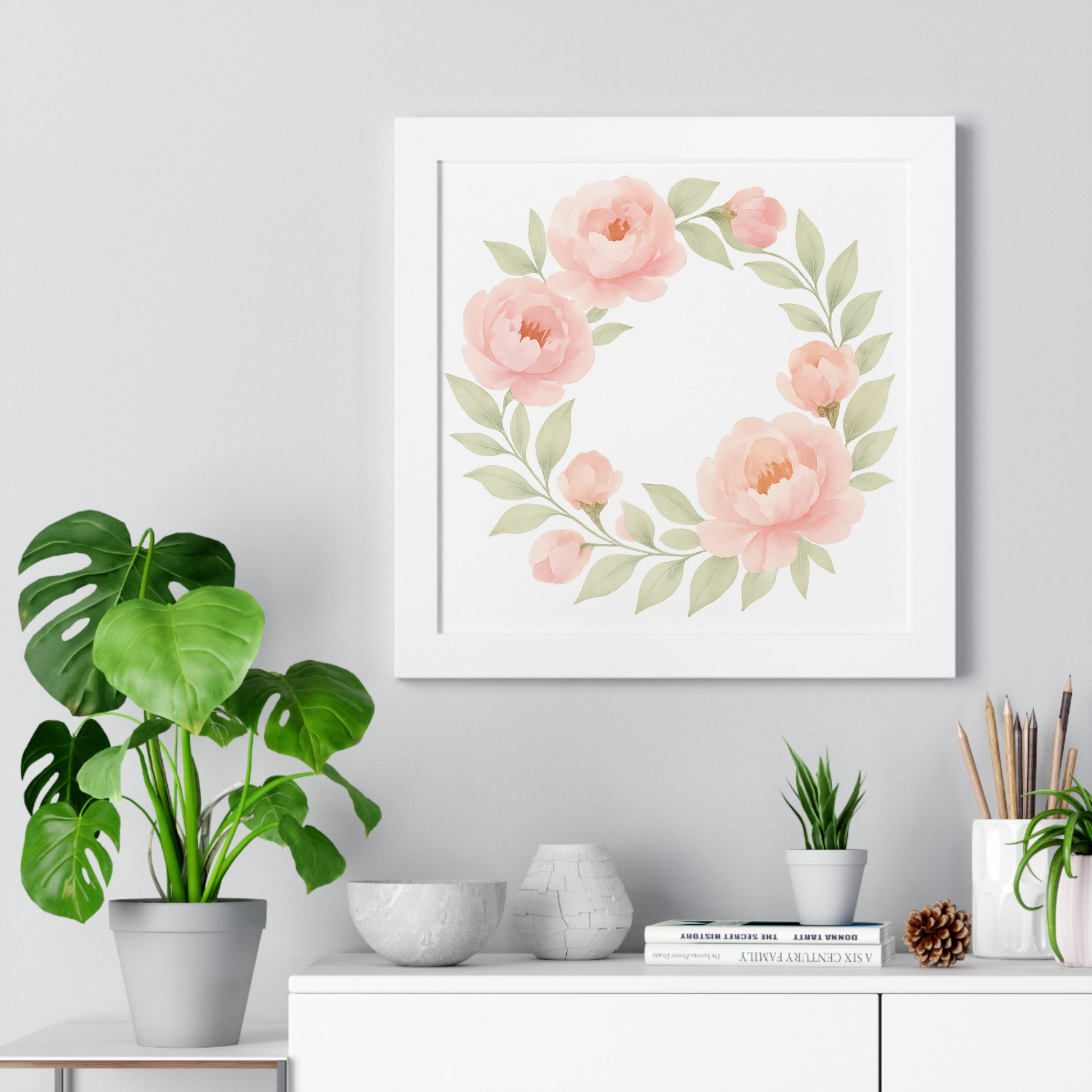 Elegantly Framed Floral Poster, Charming Wall Art